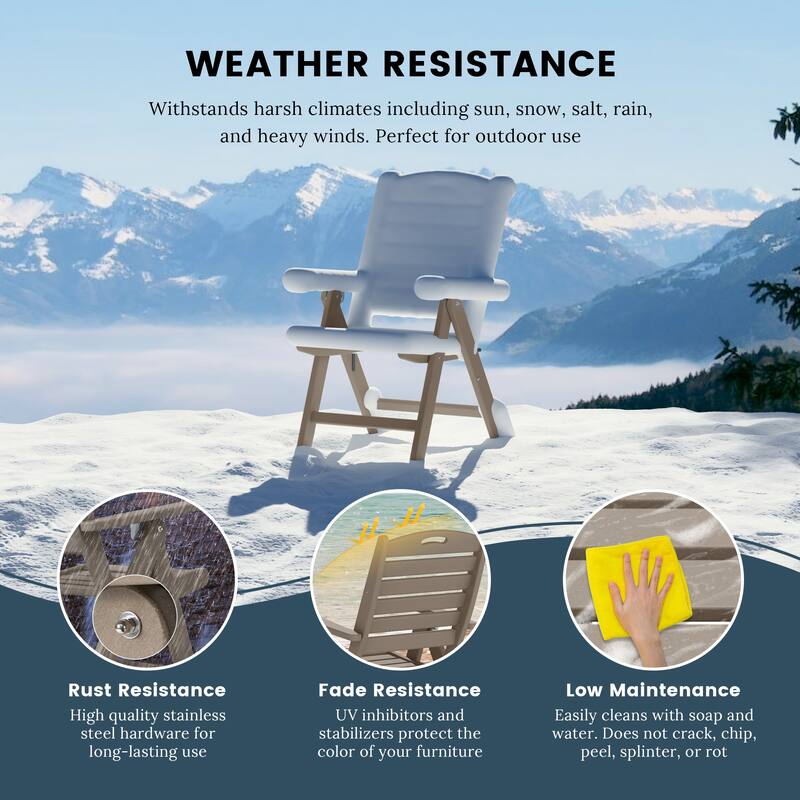 Coastline Patio Folding Highback Dining Chair Set of 2