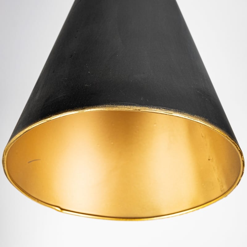Eris III Black & Brass Metal Cone Shade Floor Lamp - 20"W x 15"D x 58"H