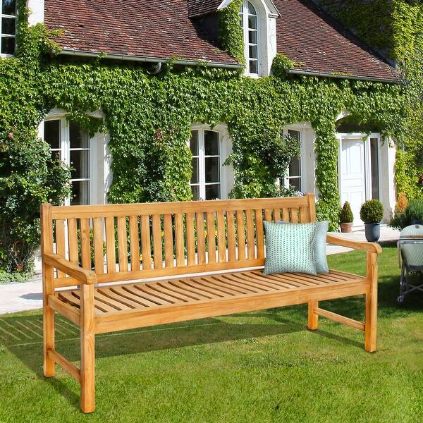 slide 2 of 5, Seven Seas Teak Santiago Teak Wood Outdoor Patio Bench, 6 Foot