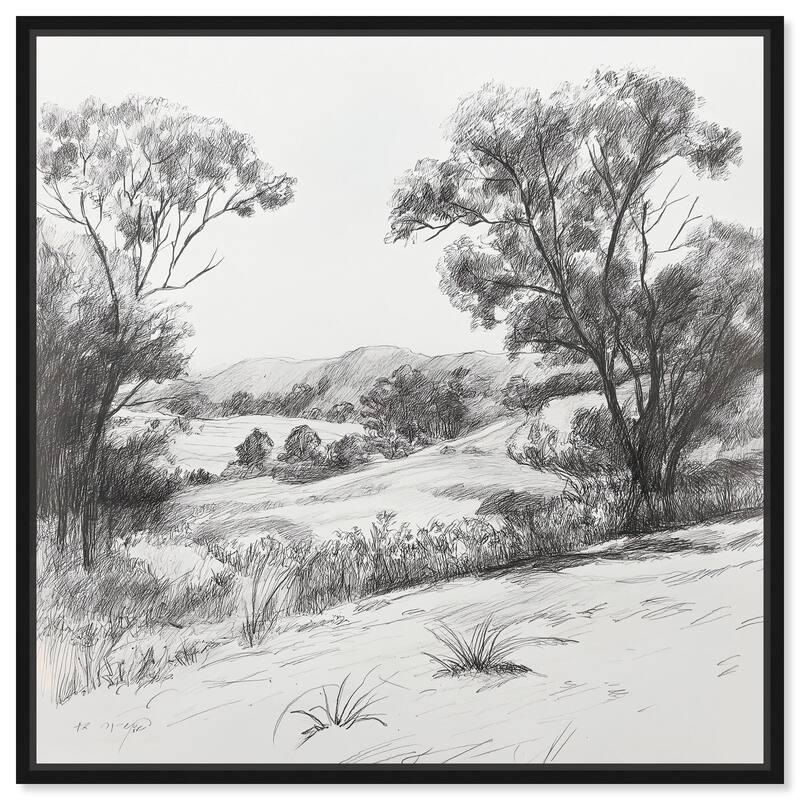 Charcoal Countryside Canvas by Art Remedy - Black - 30" x 30"