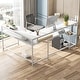 preview thumbnail 12 of 32, L Shaped Desk with Monitor Shelf, Reversible Corner Computer Desk for Office Home 69"