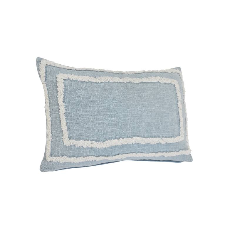 Sevita Guajira Contemporary Textured Sky Blue/White Cotton Throw Pillow
