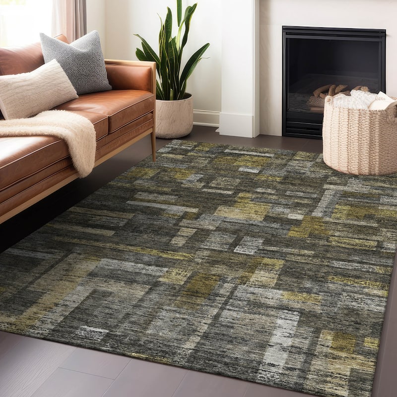Machine Washable Indoor/ Outdoor Contemporary Chantille Rug - Charcoal - 8' x 10'