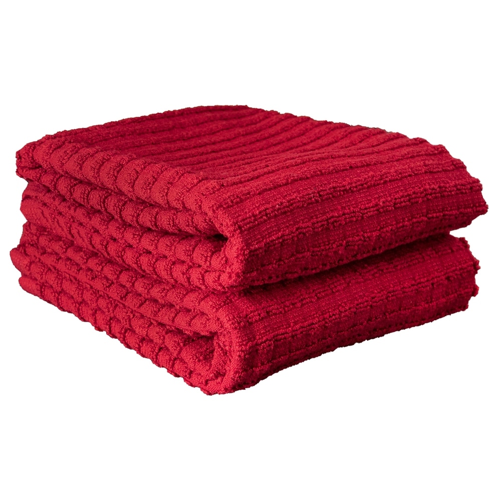 Large Kitchen Towels - Drill Weave Urban Red, Set of 3