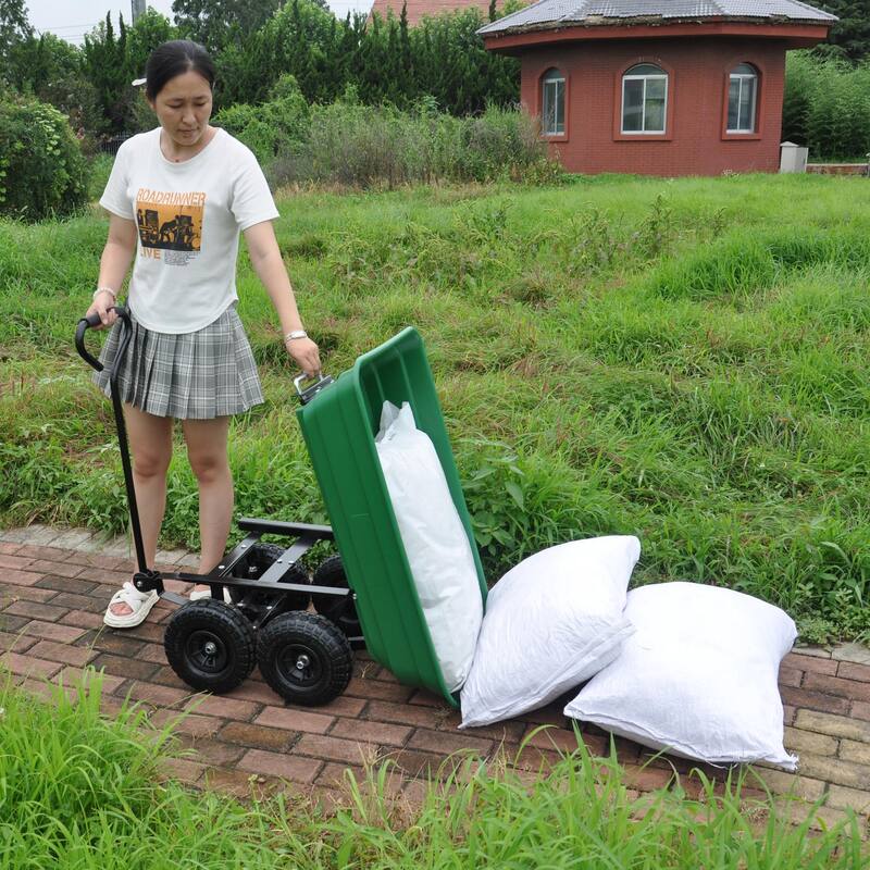Folding Wagon Dump Cart with Steel Frame and 10-in. Pneumatic Tires