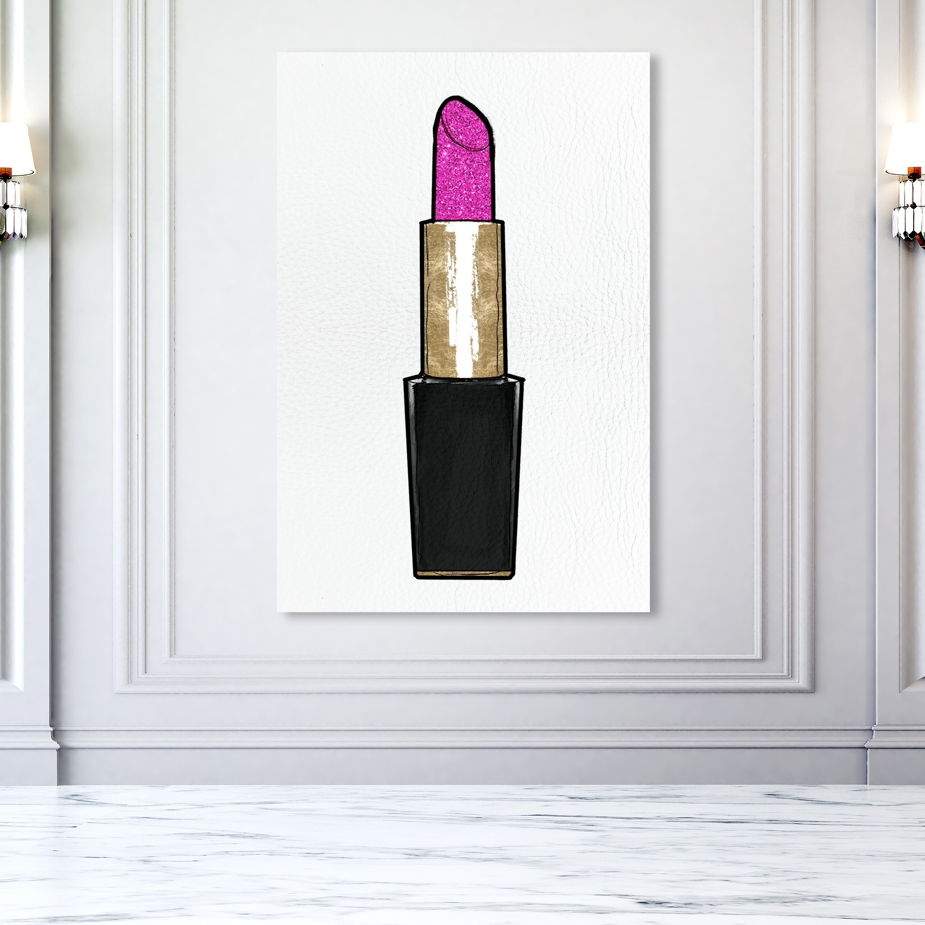 Oliver Gal 'Very Pink Lipstick II' Fashion and Glam Wall Art Canvas Print Lips - Gold, Pink