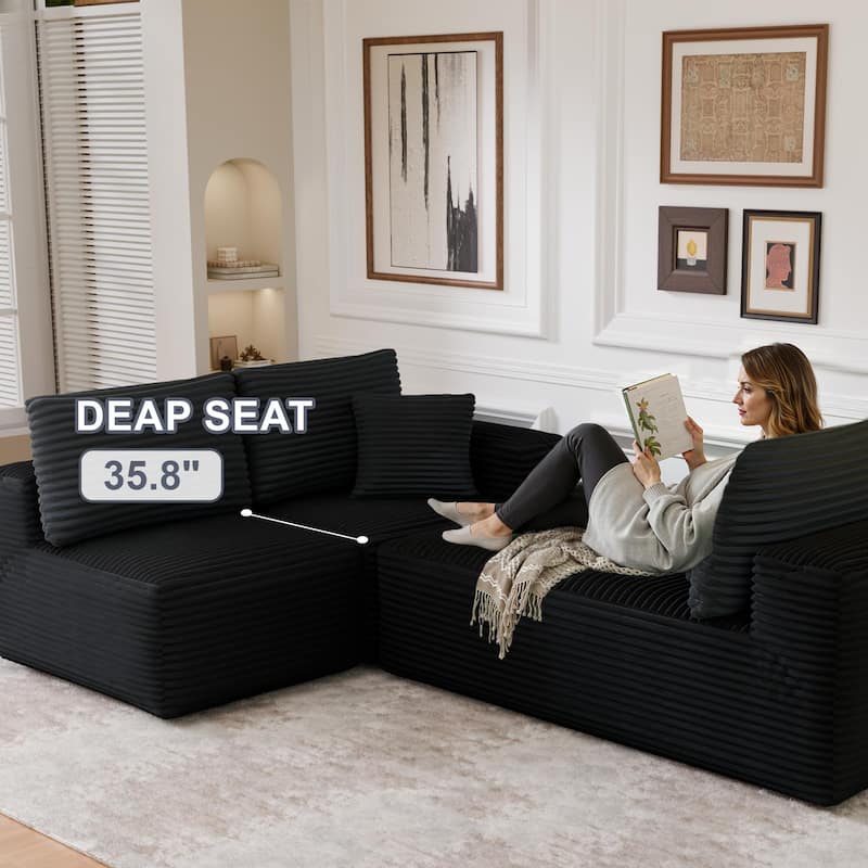 104" Modular Sectional Sofa with L-Shape Chaise Modern Upholstered Cloud Couches with Throw Pillows - 104 in.W x 23.6 in.H