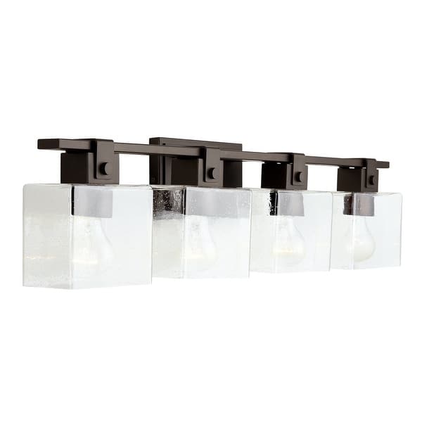 slide 2 of 6, Graham 4-light Oil Rubbed Bronze Bath/ Vanity Fixture w/ Clear Seeded Glass