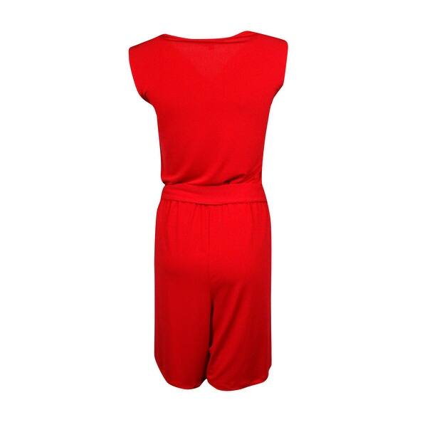Shop Ny Collection Women S Belted Surplice Jersey Romper On Sale