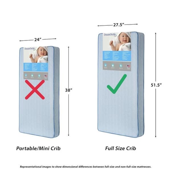 dimension image slide 1 of 2, Dream On Me Stars Bright Crib and Toddler 180 Coil Mattress