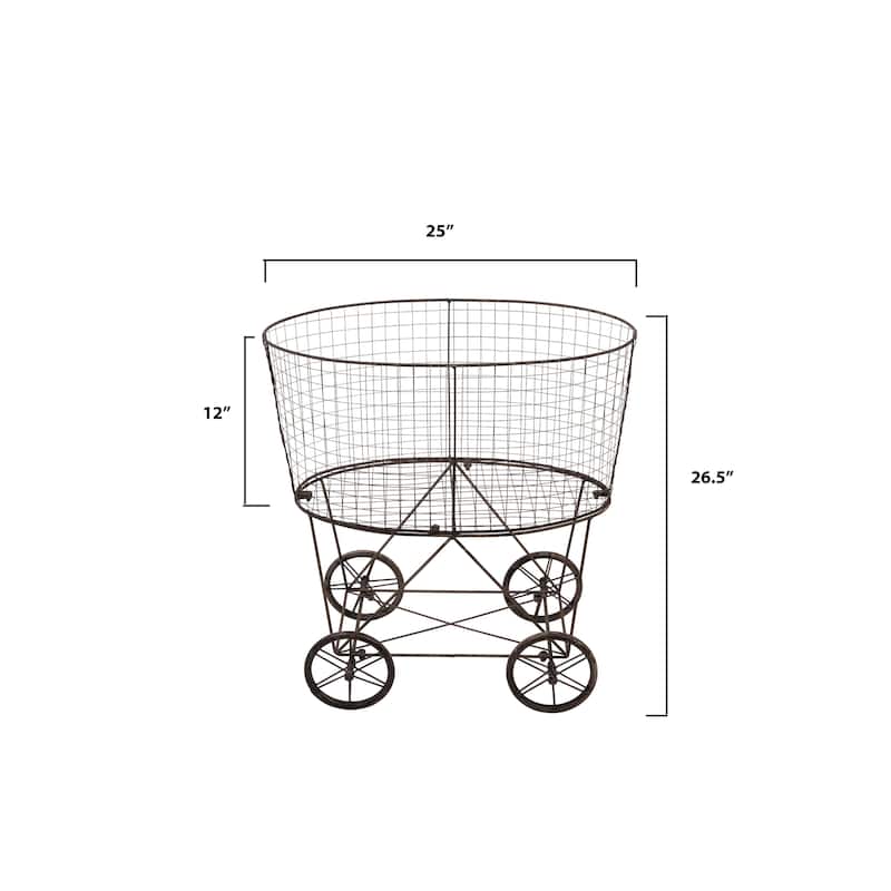Metal Rolling Laundry Cart with Rack
