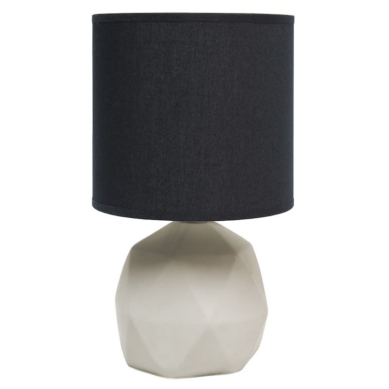 10.62" Modern Organic Geometric Concrete Table Lamp, For Living Room, Entryway, Bedroom, Mini Accent Light, Black Shade - BK