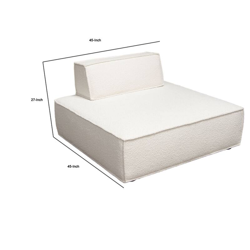 Gada Square Lounger Chair, Welt Trim Ivory Boucle, 45 Inch