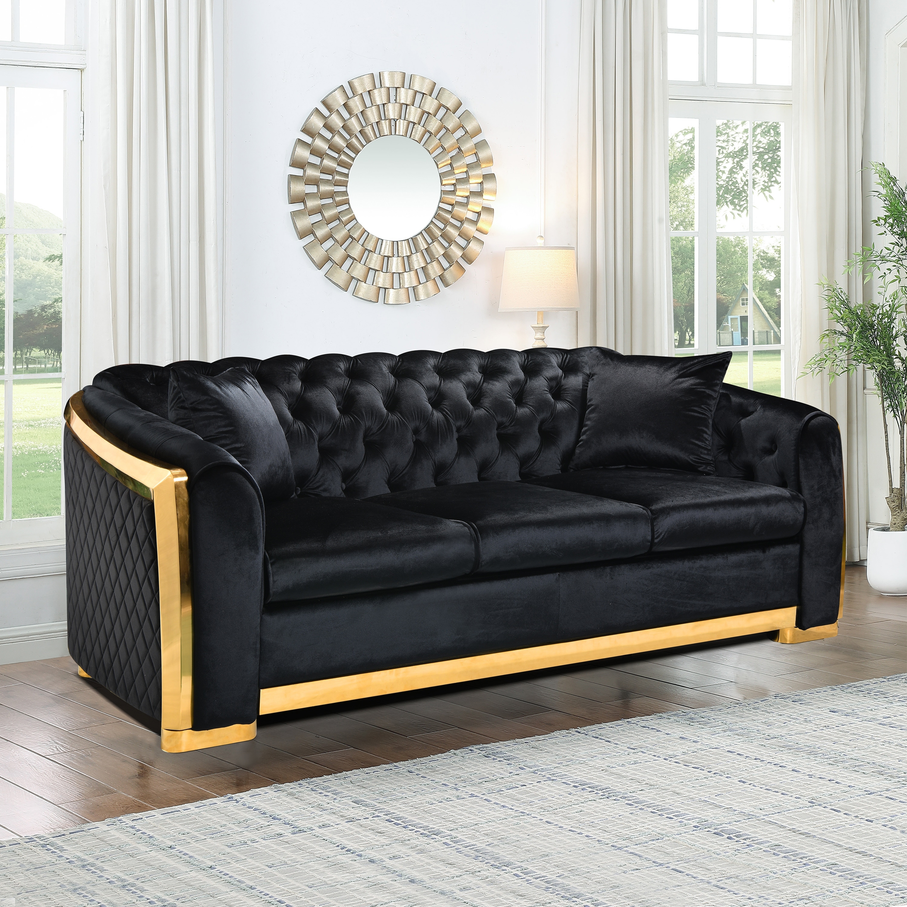 Tufted sale back sofa