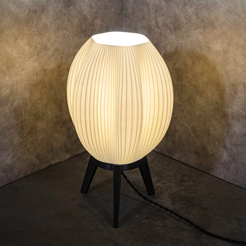 Wavy 16.5" Modern Contemporary Plant-Based PLA 3D Printed Dimmable LED Table Lamp, by JONATHAN Y