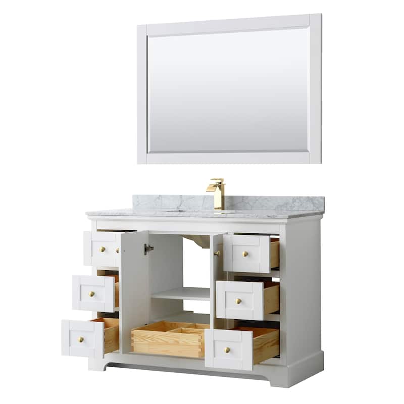 Avery 48-inch Single Vanity, Marble Top, Square Sink, 46-inch Mirror