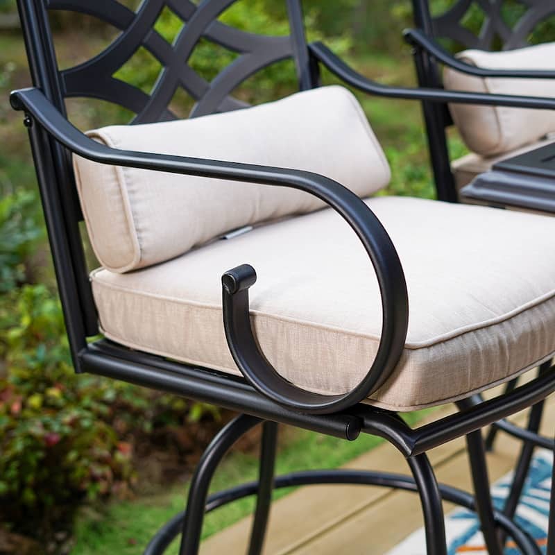 Set of 2/4/6 Outdoor Patio Dining Swivel Bar Stools with Seating and Lumbar Cushions