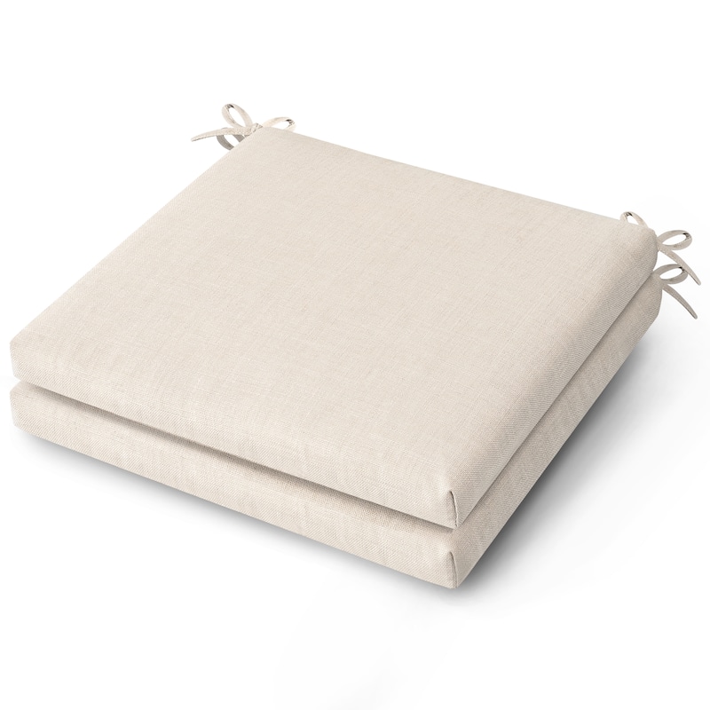 Patio 2-Piece Seat Cushions Outdoor Chair Pads with Zipper, Beige