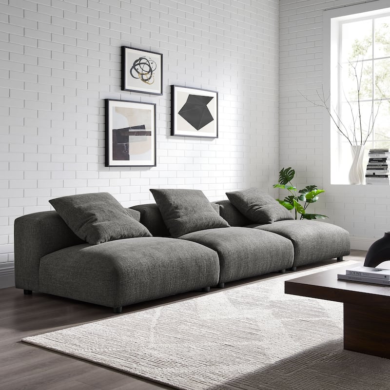 Solace 3-Piece Modular Upholstered Fabric Sofa - Charcoal