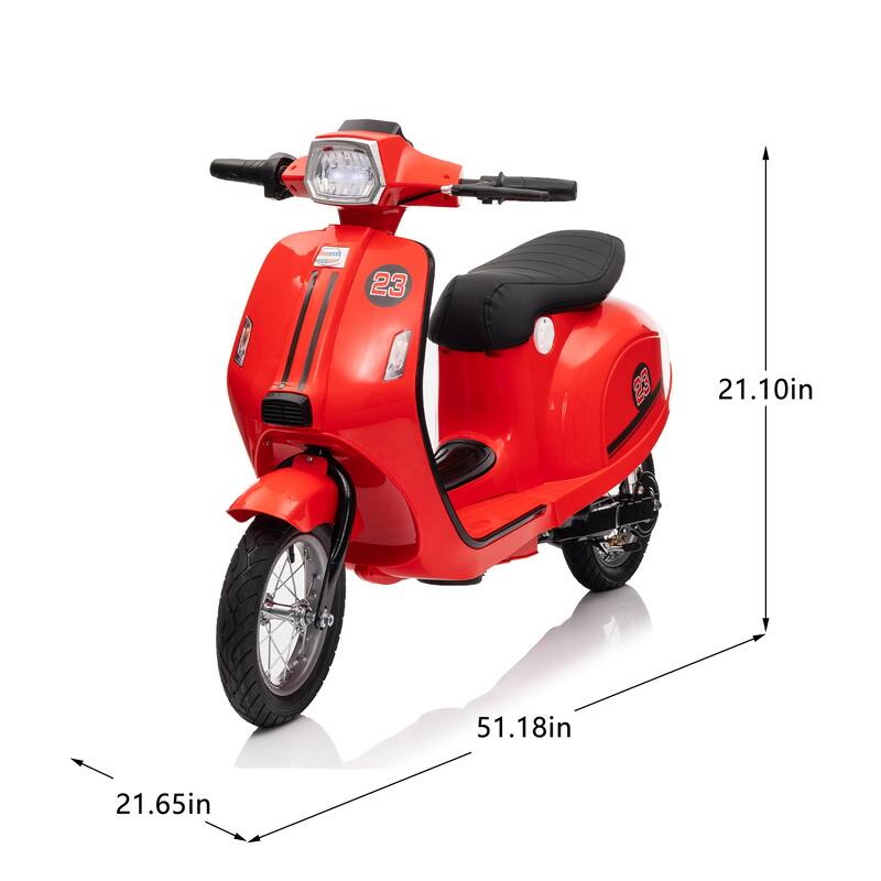 24V 250W Powerful Electric Scooter W/12" Air-Filled Tires,Hand Accelerator & Brake,Dual Rear Suspension, Recommended age: 8+