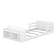 preview thumbnail 6 of 18, Classic Style Twin Size Floor Bed with Storage Footboard and Safety Guardrail,Sturdy Wood Construction