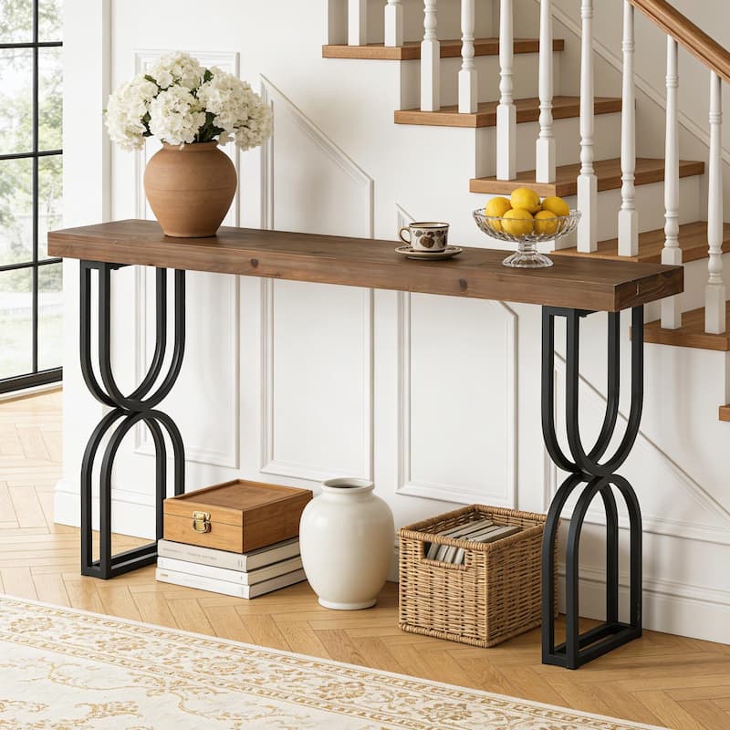 Industrial Entryway Table For Entrance & Hallway - Brown