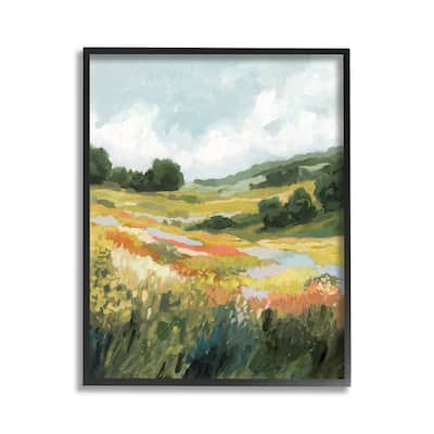 Stupell Meadow with Distant Hills Framed Giclee Art Design By Victoria Barnes