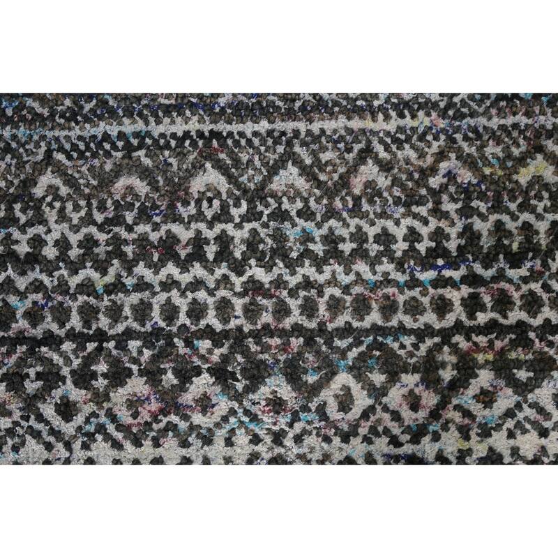 Chevron Abstract Jute/ Wool Oriental Living Room Area Rug Hand-knotted - 8'7" x 11'4"