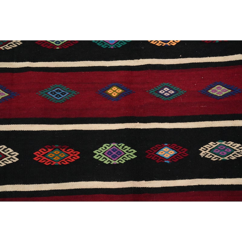 Hand Woven Oriental 100% Wool Carpet Southwestern Tribal Red Kilim Area Rug - 9' 4'' X 5' 4''