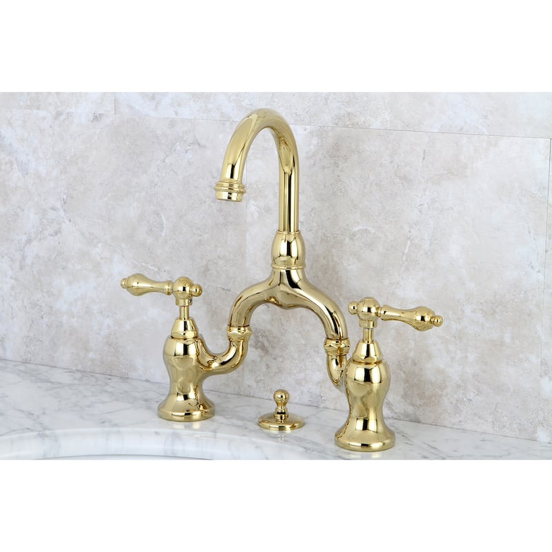 Kingston Brass English Country Bathroom Bridge Faucet - Polished Brass