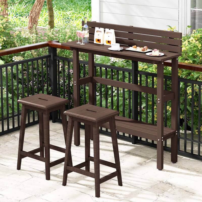 Costway 48" Outdoor Bar Table with Storage Shelf & Adjustable Foot - See Details