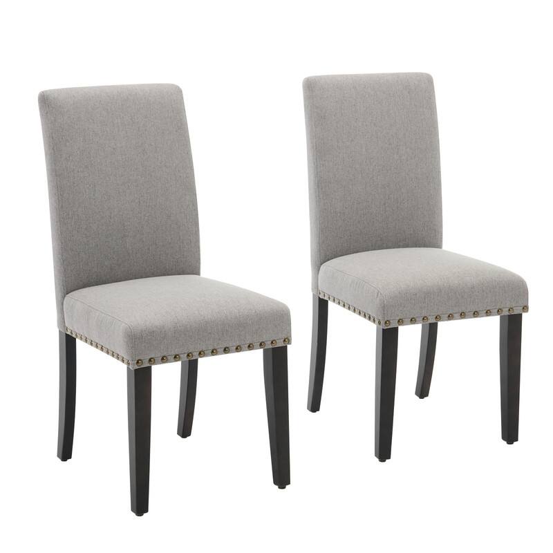 Set of 2 Modern Dining Chairs - Ergonomic Fabric Upholstered w/Wood Legs - 265lbs - Easy-Clean & Floor-Safe - 15 Min Assembly