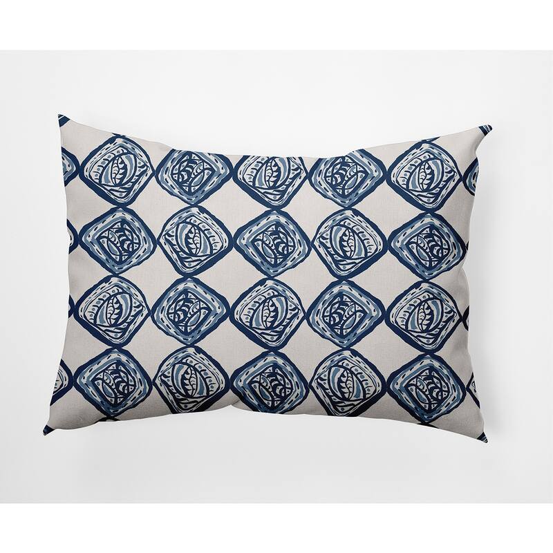 Cowry Check Outdoor Pillow - Blue - 14" x 20"