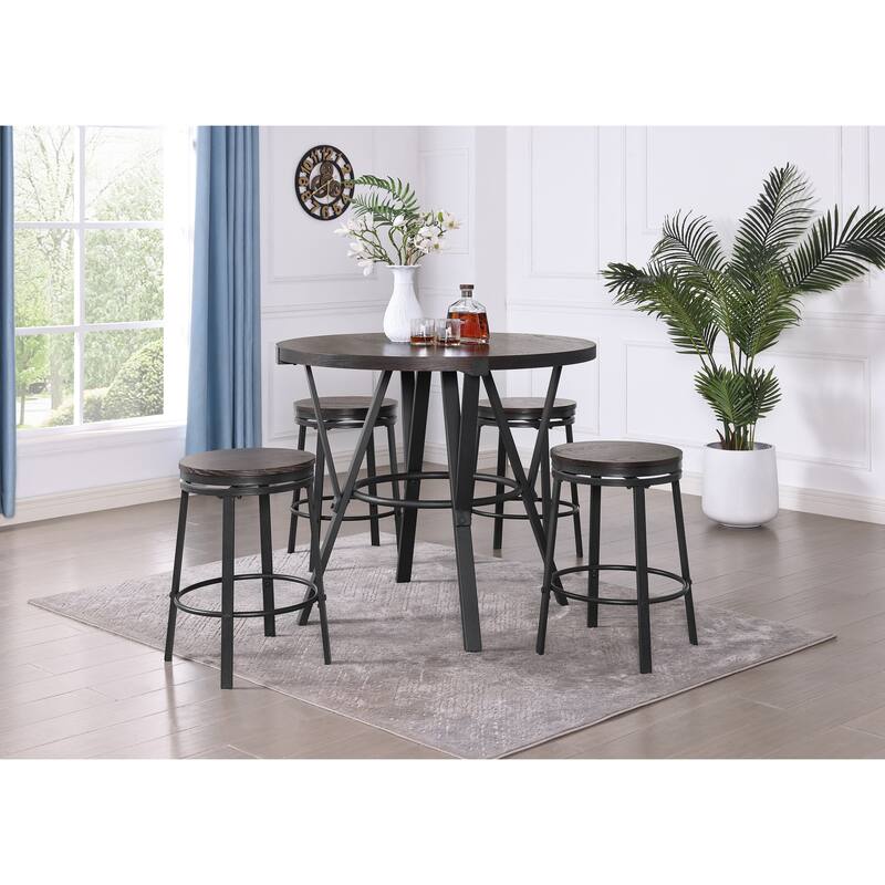 Bridgevine Home Enzo 5-Piece Counter Dining Set - Brown