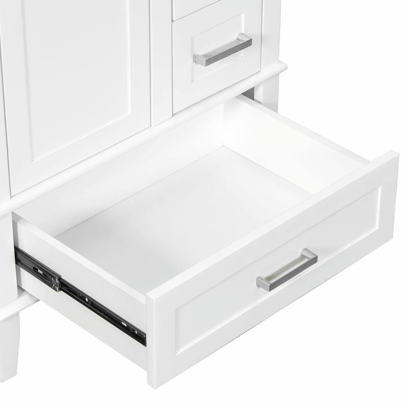 24.8" Bathroom Vanity with Ceramic Sink, Modern Freestanding Cabinet with Soft-Close Door and 3 Storage Drawers
