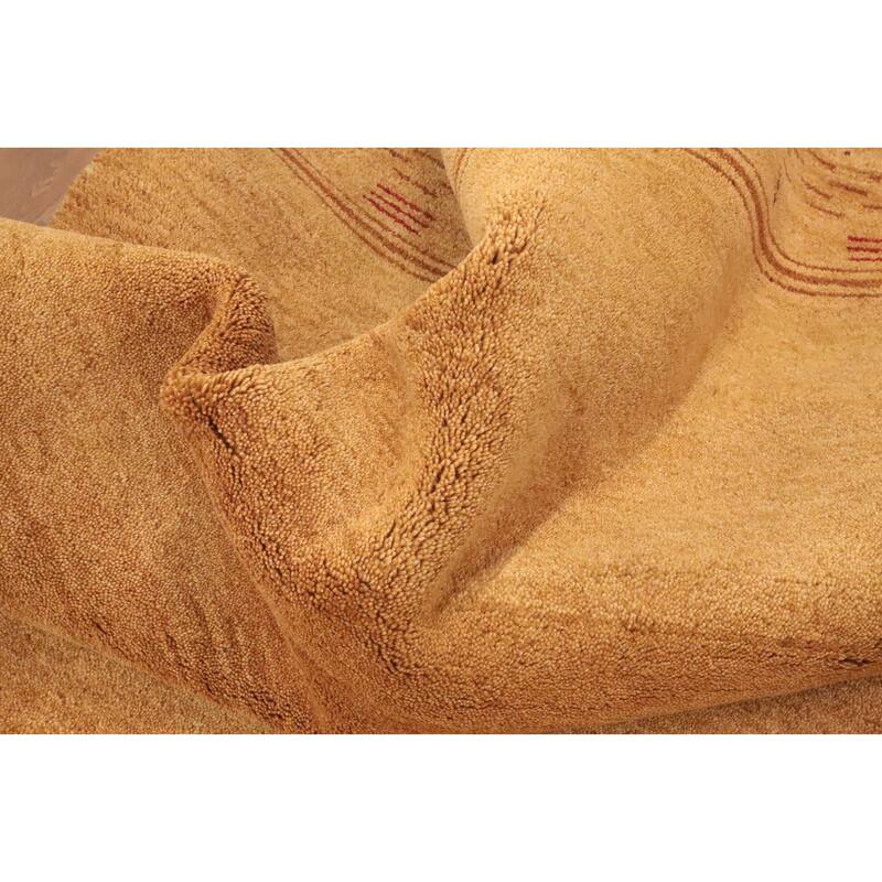 Hand Knotted Oriental 100% Wool Carpet Tribal Tribal Yellow & Gold Gabbeh Area Rug - 11' 5'' X 8' 1''