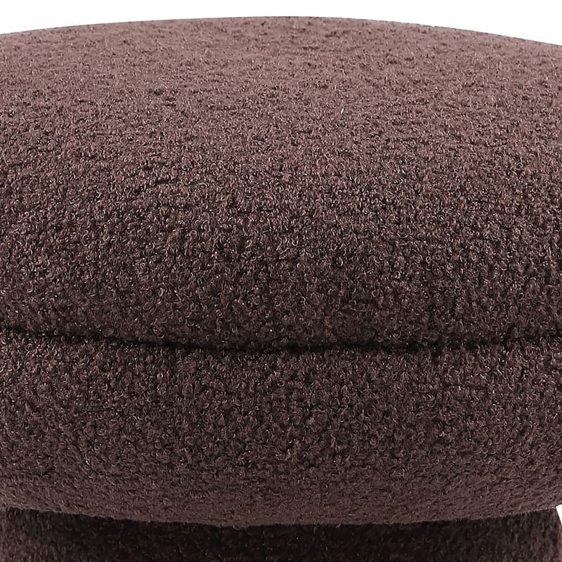 24/7 Shop At Home Modern Boucle Upholstered Ottoman with Tapered Pedestal