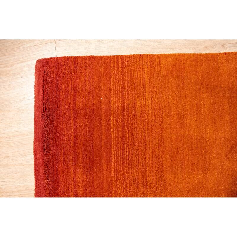 Home Decor EORC Handmade Wool Horizon Rug, Orange Vibrant & Stylish Area Rug for Adding Warmth and Modern Elegance to You