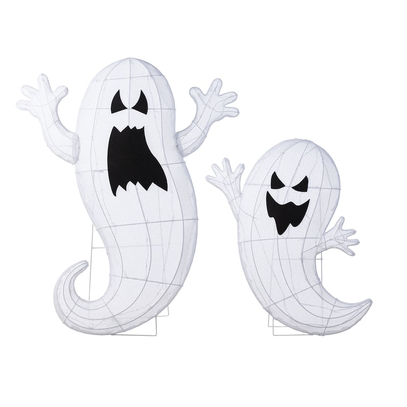 Glitzhome 3ft Lighted Halloween Ghosts Family Outdoor Décor with Warm white LEDs