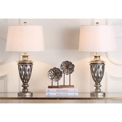 SAFAVIEH Lighting 29-inch Byron Urn Antiqued Silver Table Lamp (Set of 2) - 15"x15"x28.5"