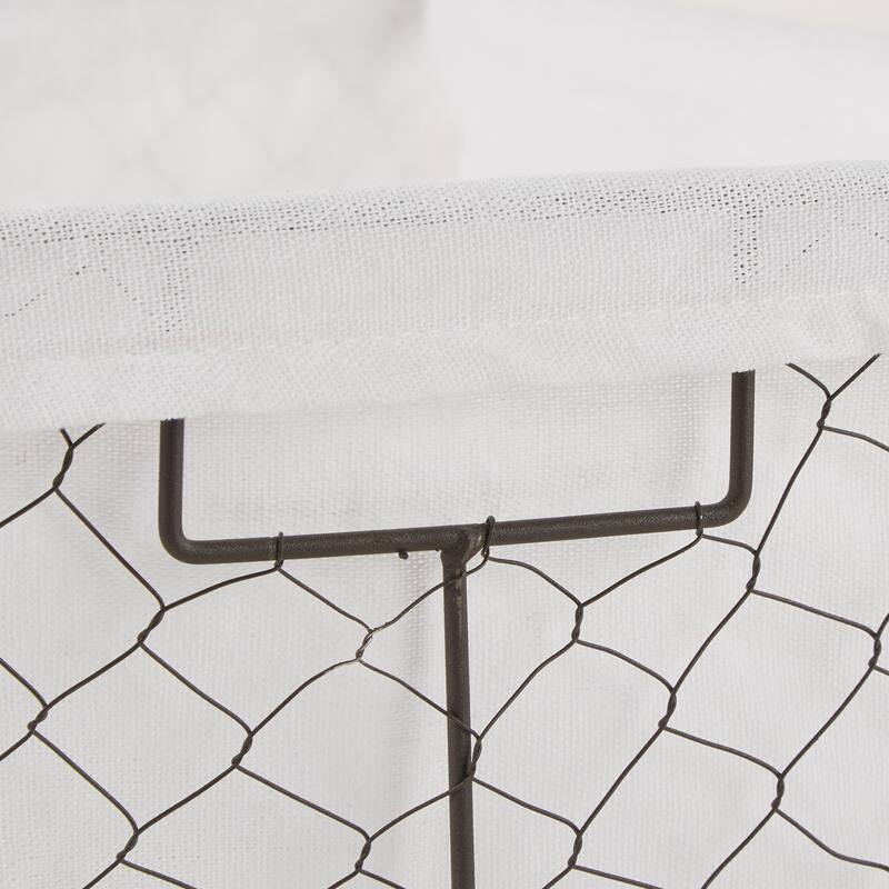 Antique White Chicken Wire Lemon Print Liner Basket (Set of 2) Medium