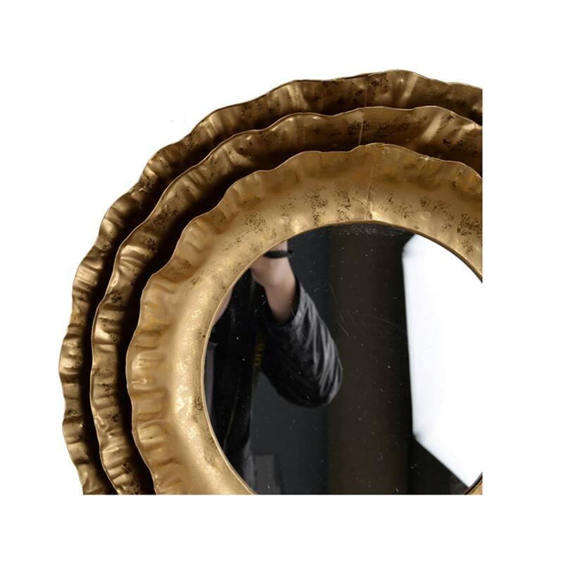 Round Layered Metallic Frame Wall Mirror - 16.25" - Gold