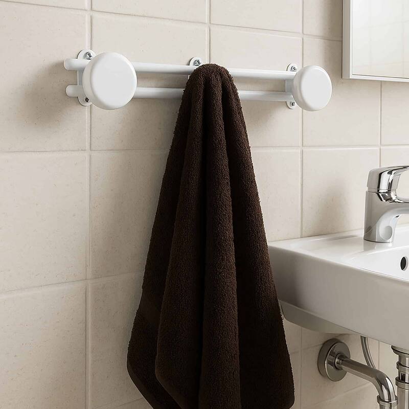 Wall Mounted Coat and Hat 3 Hooks Rail/Rack White - 17" L x 2.7" D x 2.8" H