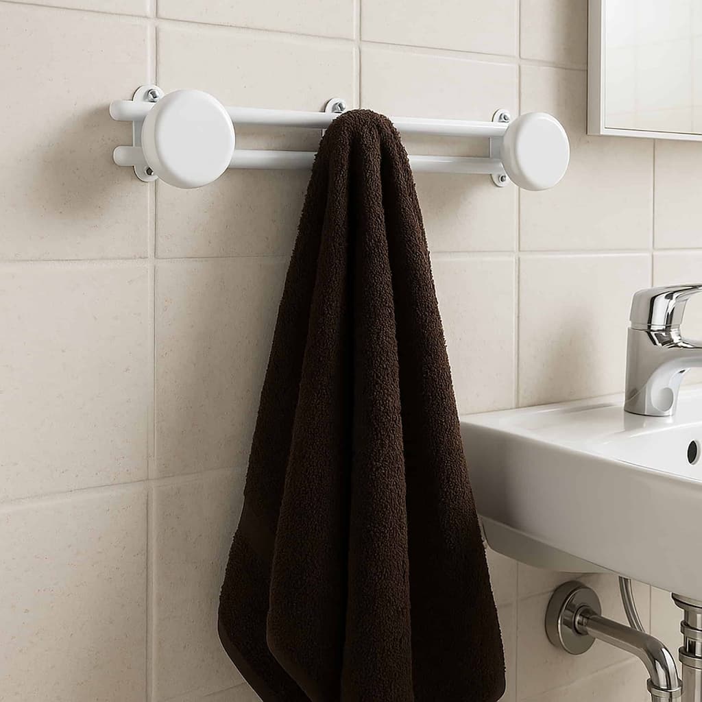 Wall Mounted Coat and Hat 3 Hooks Rail/Rack White - 17" L x 2.7" D x 2.8" H