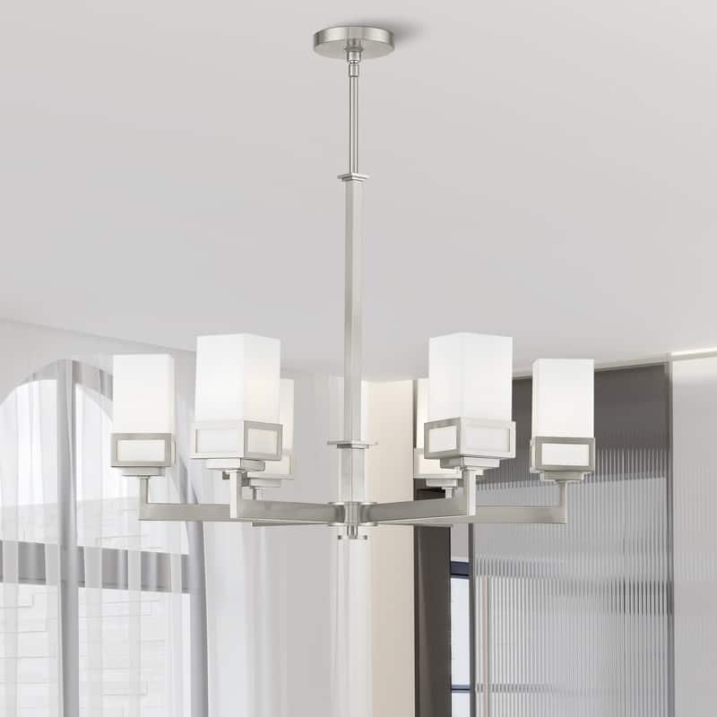 Livex Lighting 6-light Brushed Nickel Indoor Chandelier, 40196-91 - 28.5" D X 29.5" - 59.5" ADJ. H