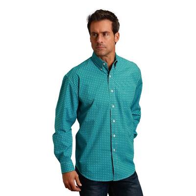 Stetson Western Shirt Mens L/S Geo Button Blue 11-001-0526-6019 BU