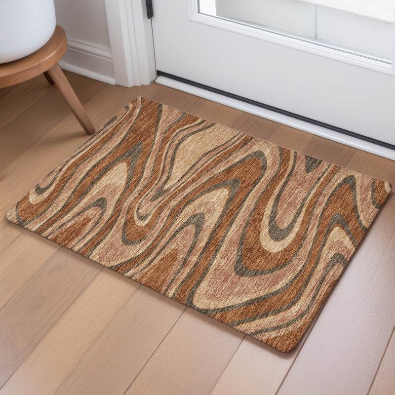 Machine Washable Indoor/ Outdoor Abstract Busey Chantille Rug