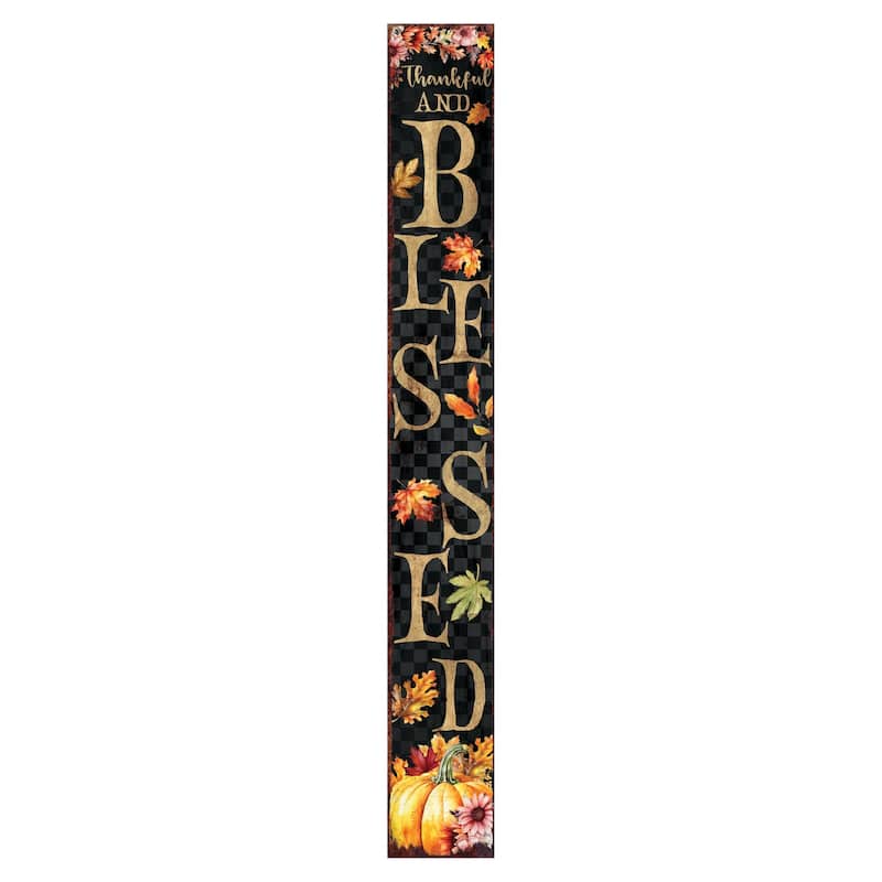 HomeRoots 72" Black Gold And Orange Solid Wood Porch Sign