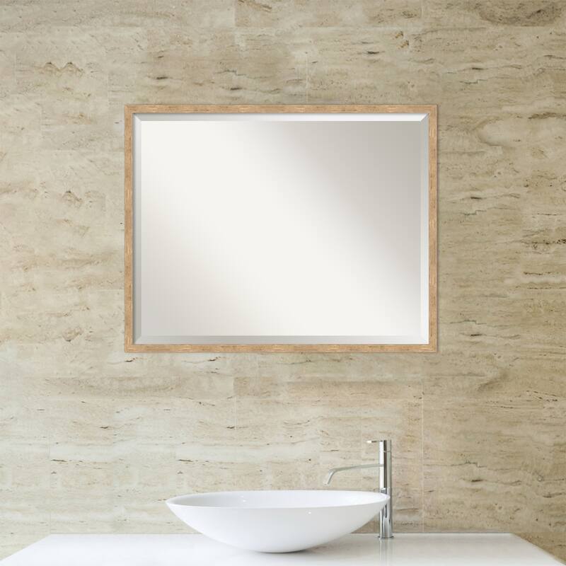 Imprint Beveled Wood Framed Bathroom Vanity Wall Mirror