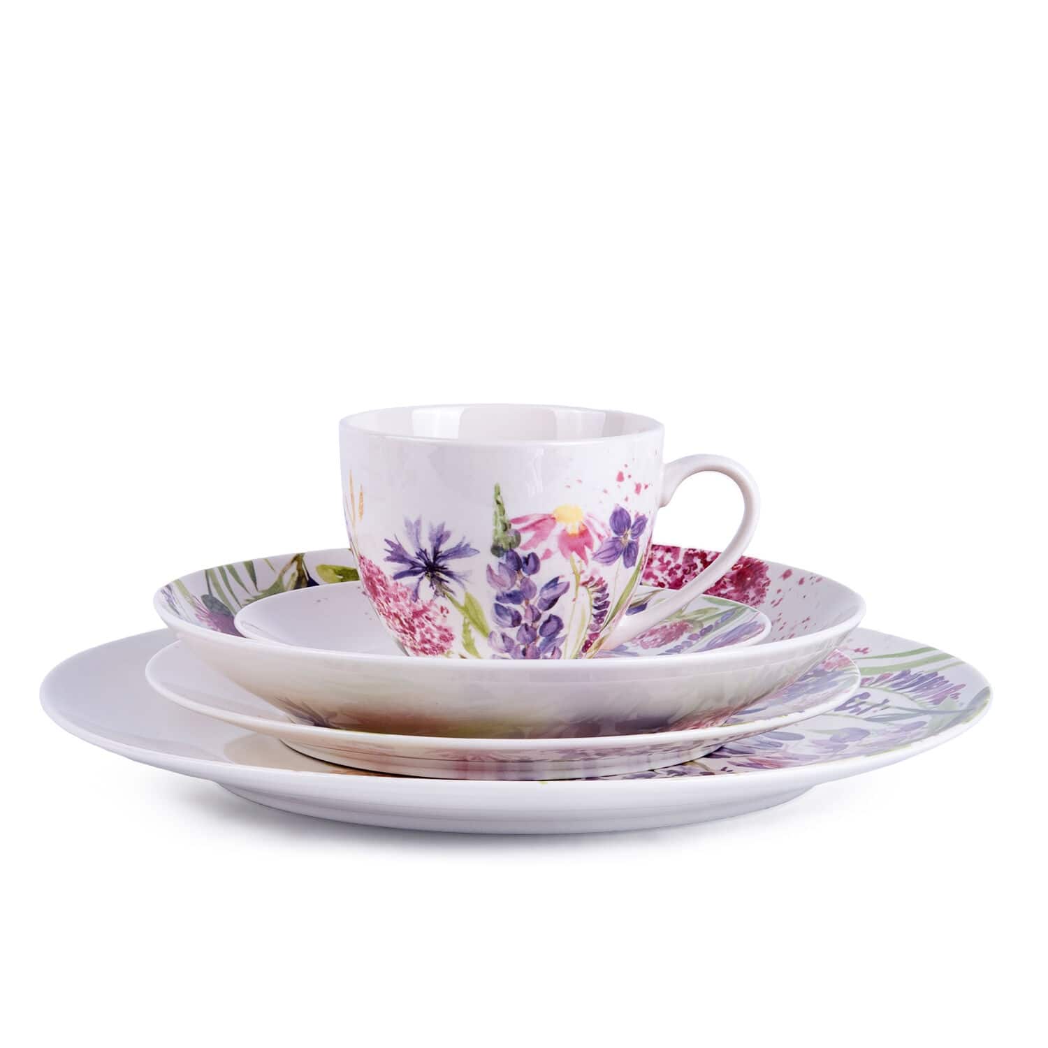 STP Goods Lavender Meadow Bone China Dinnerware Set of 5 for 1 Bed